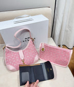 3-Piece Monogram Canvas Shoulder Bag & Wallet Set