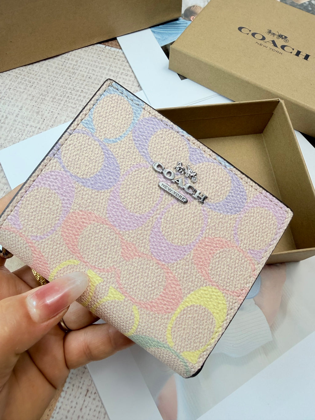 Monogram Cat Print Compact Wallet & Card Holder