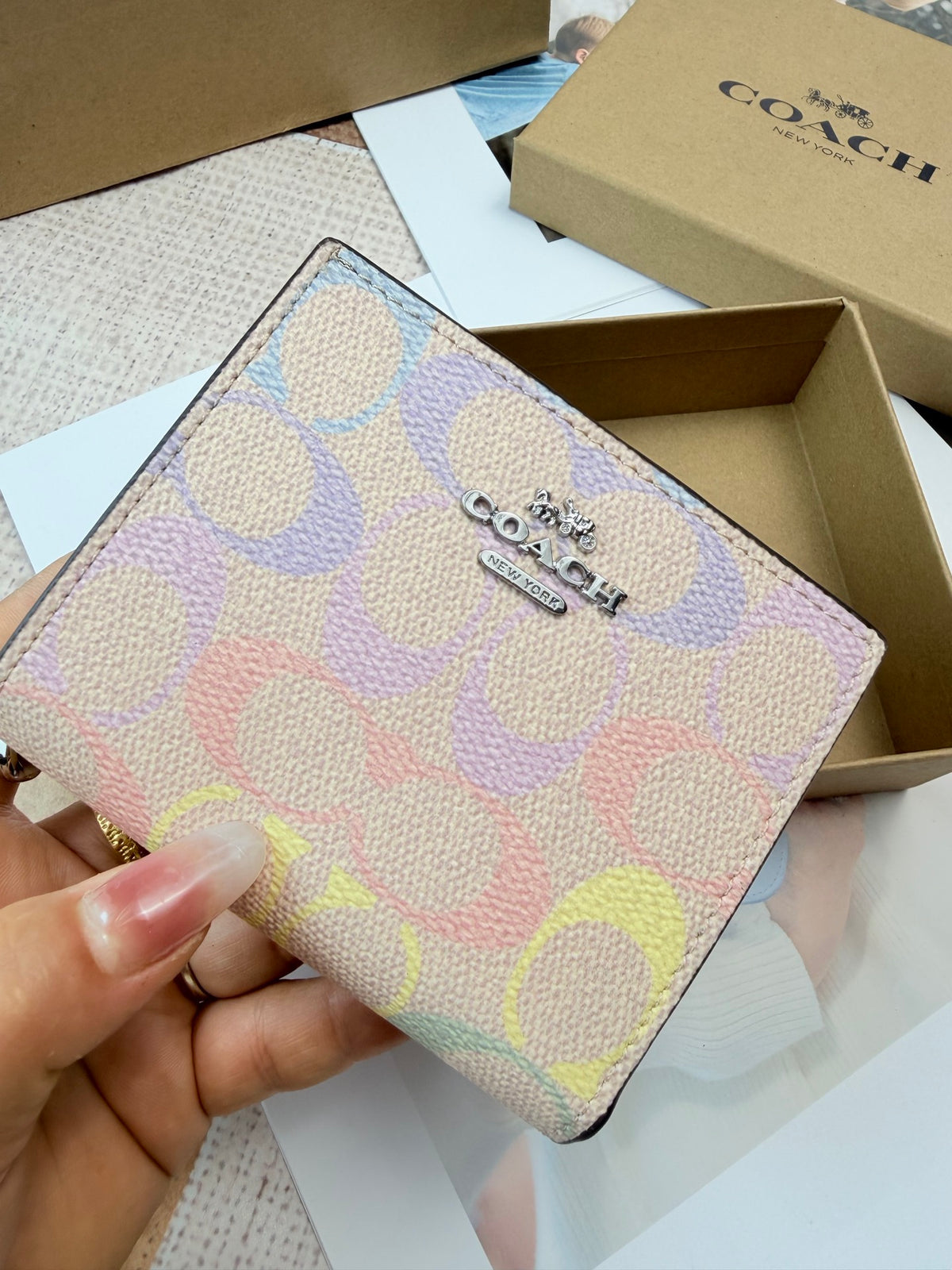 Monogram Cat Print Compact Wallet & Card Holder