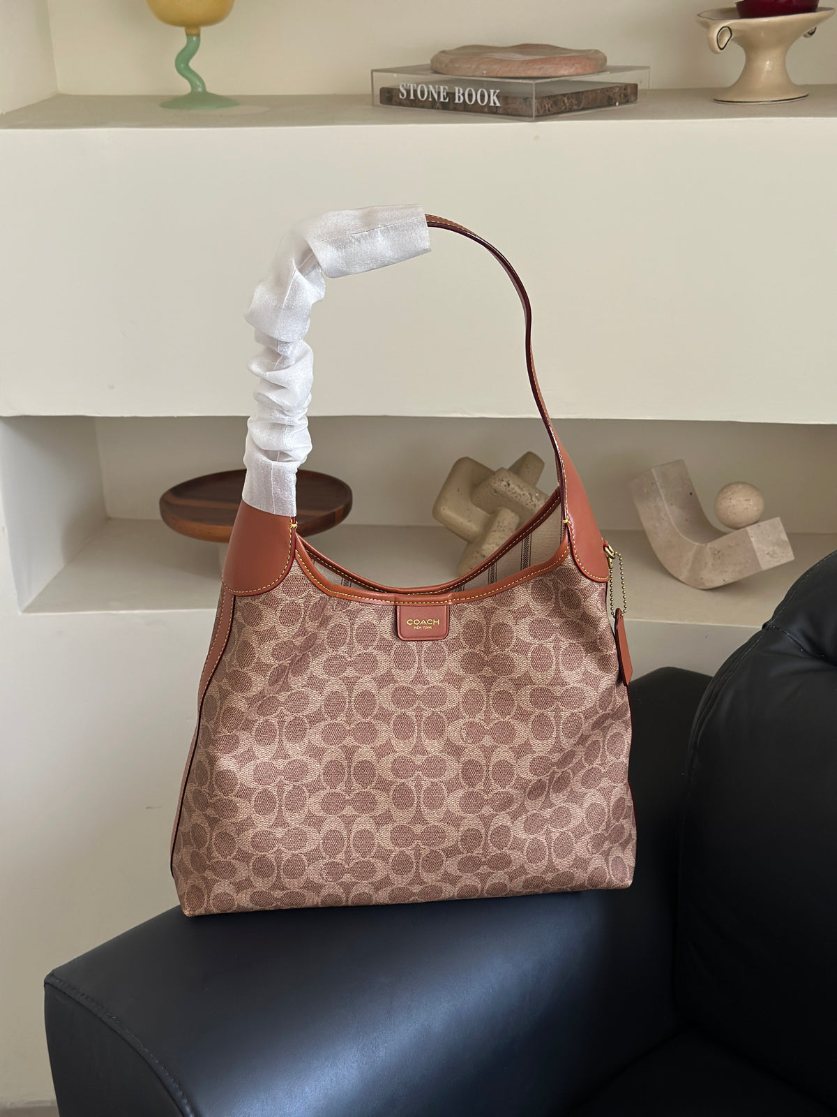 Multi-Pocket Signature Monogram Hobo Shoulder Bag