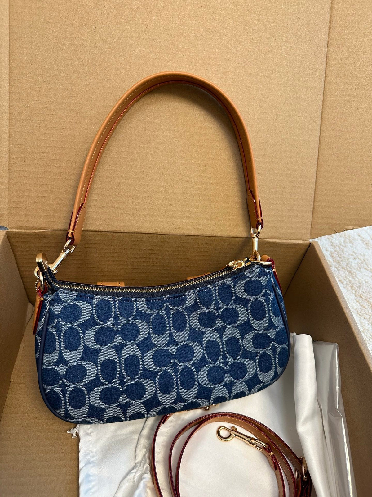 Vintage-Inspired Signature Monogram Baguette Shoulder Bag