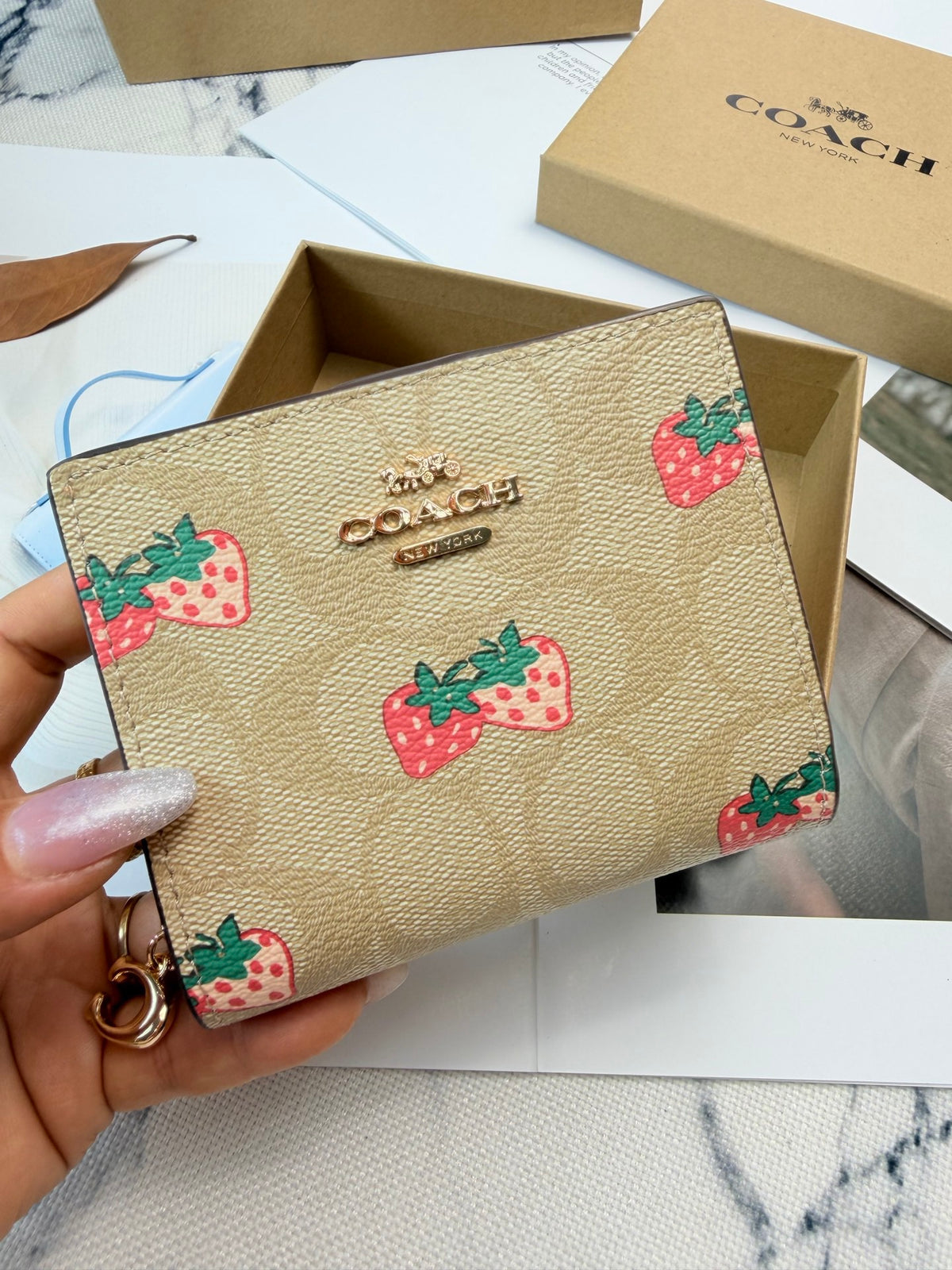 Monogram Cat Print Compact Wallet & Card Holder
