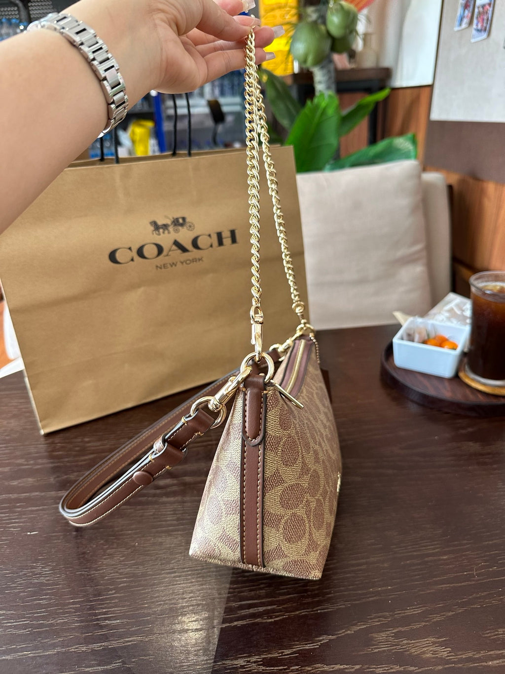 Luxury Signature Monogram Baguette Convertible Chain Shoulder Bag