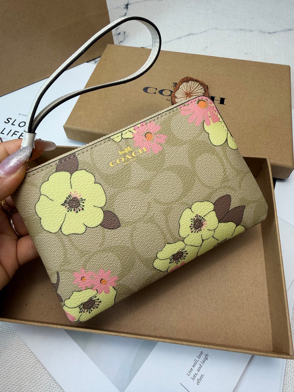Floral Monogram Wristlet Clutch Pouch – Zip Around Handbag