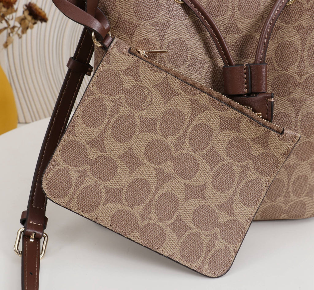 Signature Monogram Drawstring Bucket Bag | Crossbody & Shoulder Edition