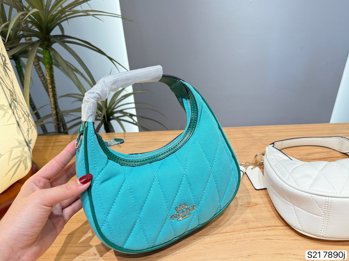 Quilted Mini Crescent Shoulder Bag