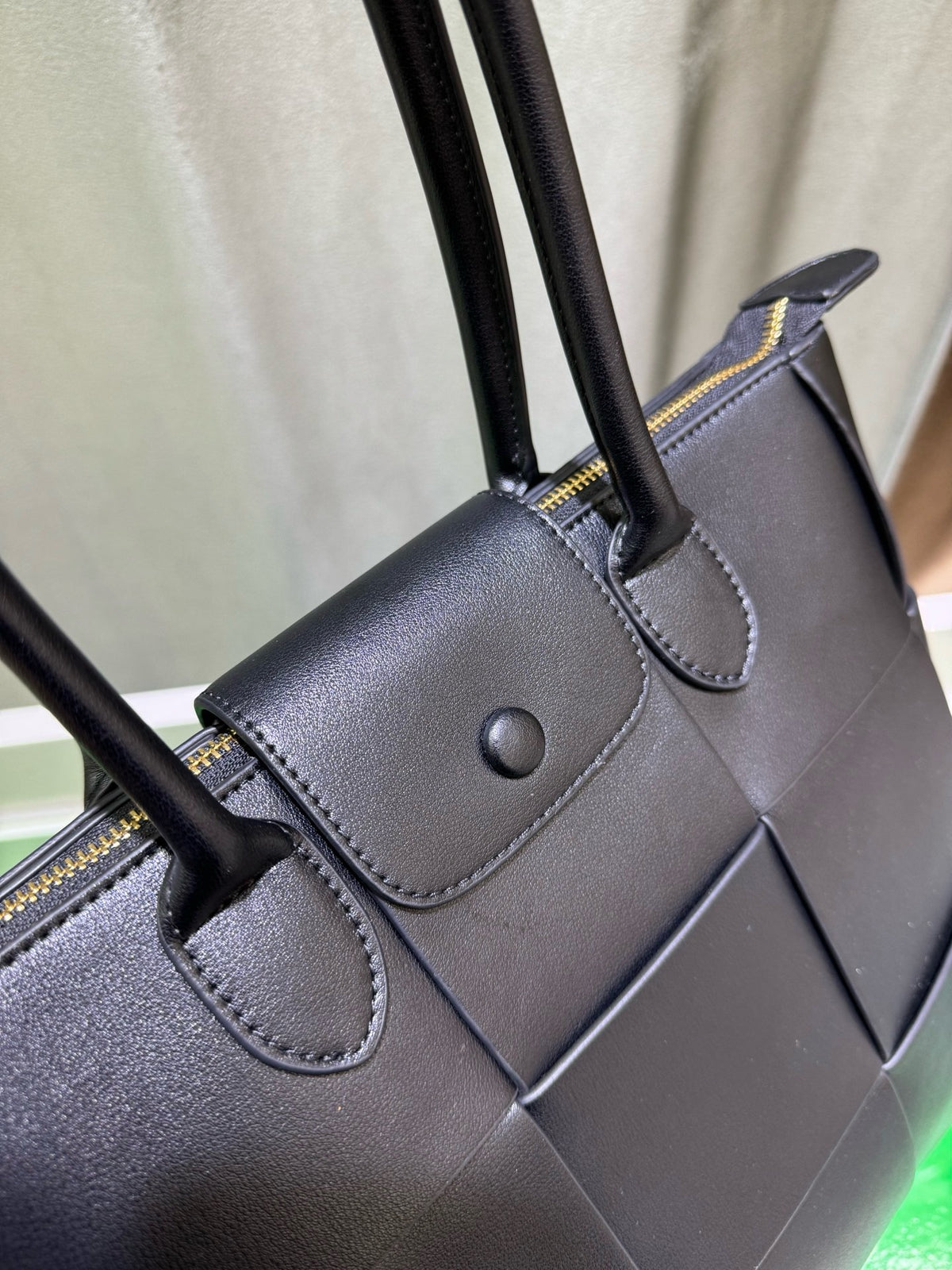 Woven Leather Tote Bag – Structured Everyday Work Bag
