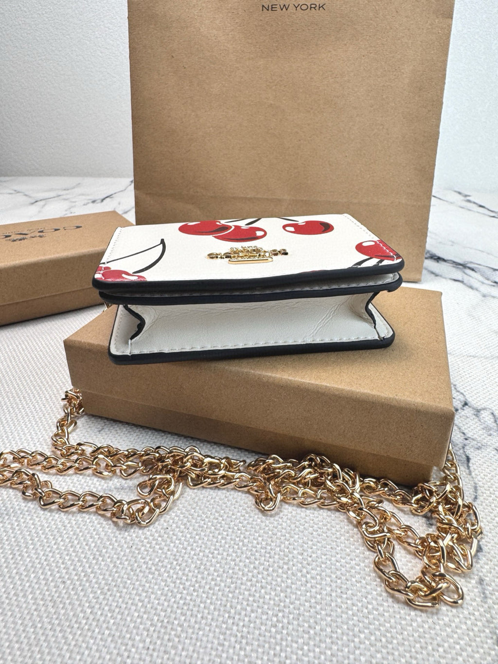 Floral Cherry Print Chain Wallet