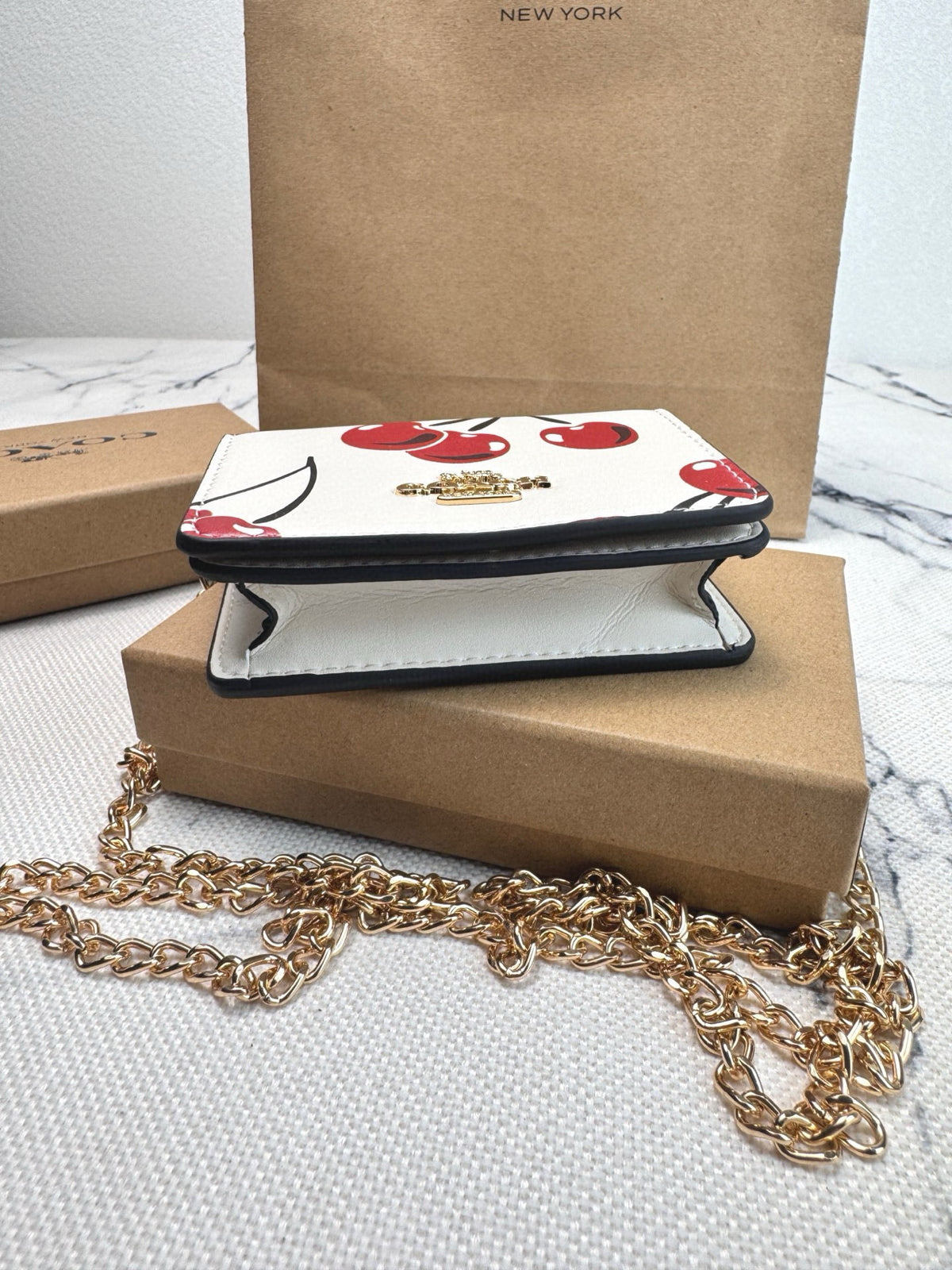 Floral Cherry Print Chain Wallet