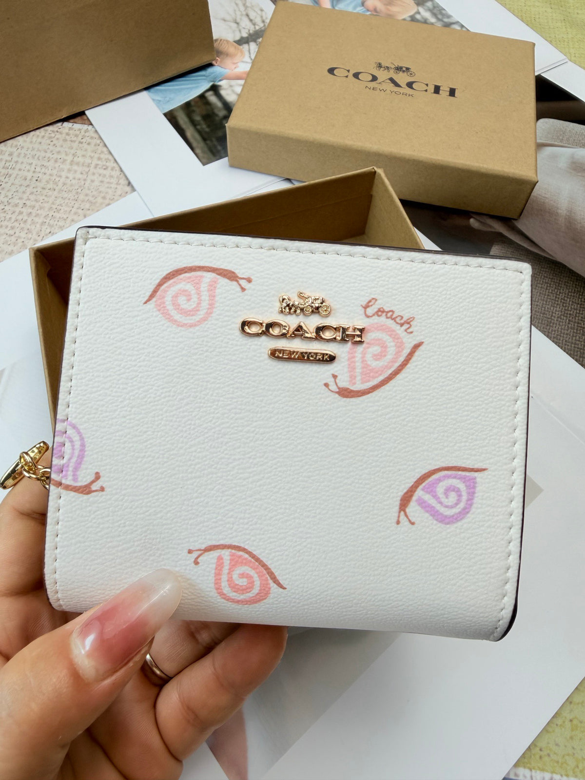 Monogram Cat Print Compact Wallet & Card Holder
