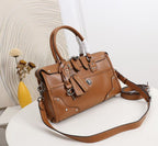 Structured Satchel Handbag with Top Handle and Crossbody Strap