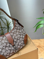 Monogram Jacquard Crescent Shoulder Bag – Lightweight Underarm Bag
