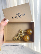 Glitter Cherry Bag Charm Keychain – Gold-Tone Fruit Pendant