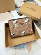 Monogram Cat Print Compact Wallet & Card Holder