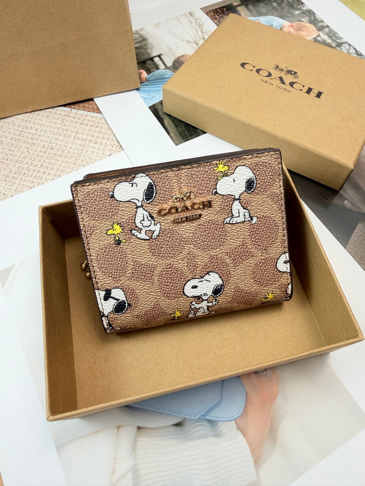 Monogram Cat Print Compact Wallet & Card Holder