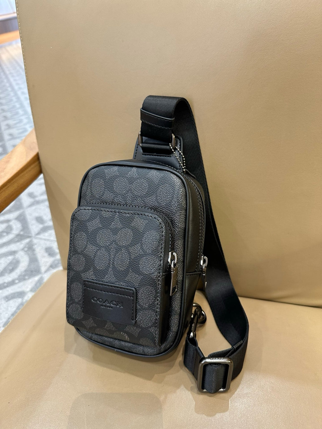Signature Monogram Leather Sling Crossbody Bag