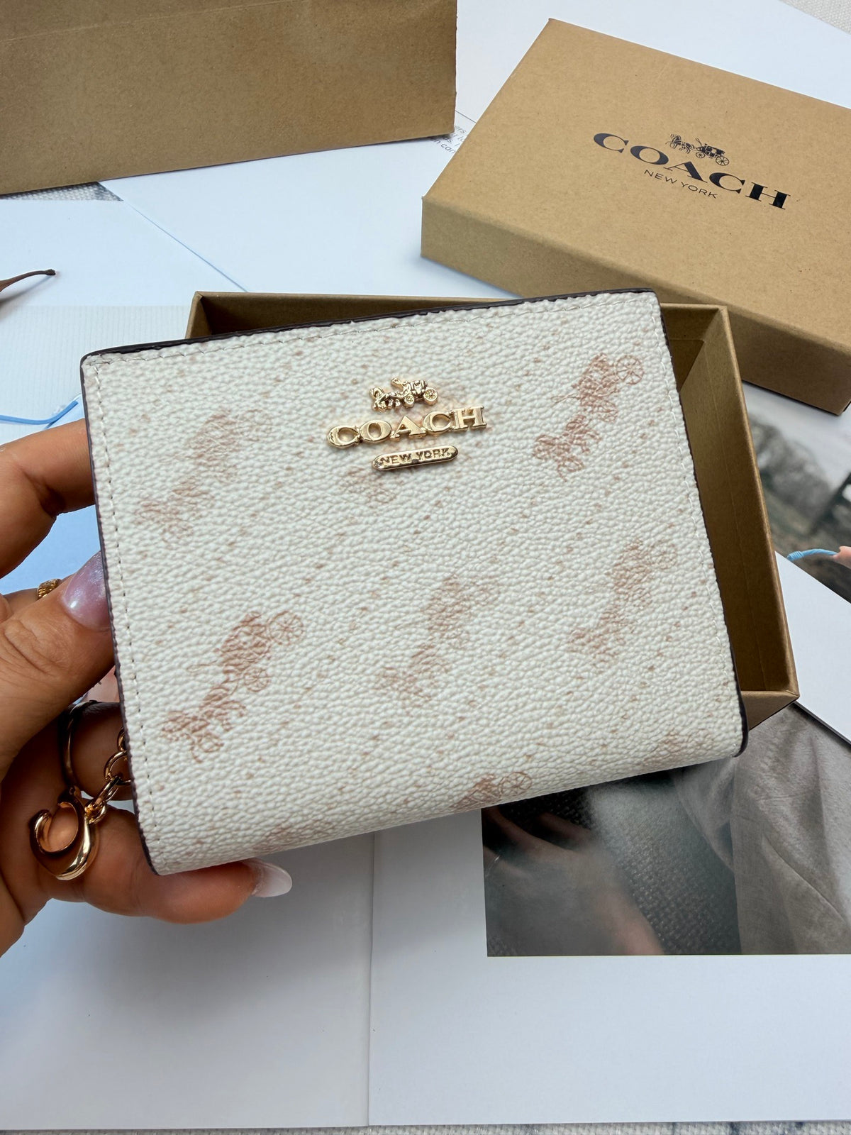 Monogram Cat Print Compact Wallet & Card Holder