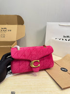 Quilted Plush Flap Chain Shoulder Bag - Fuchsia Pink