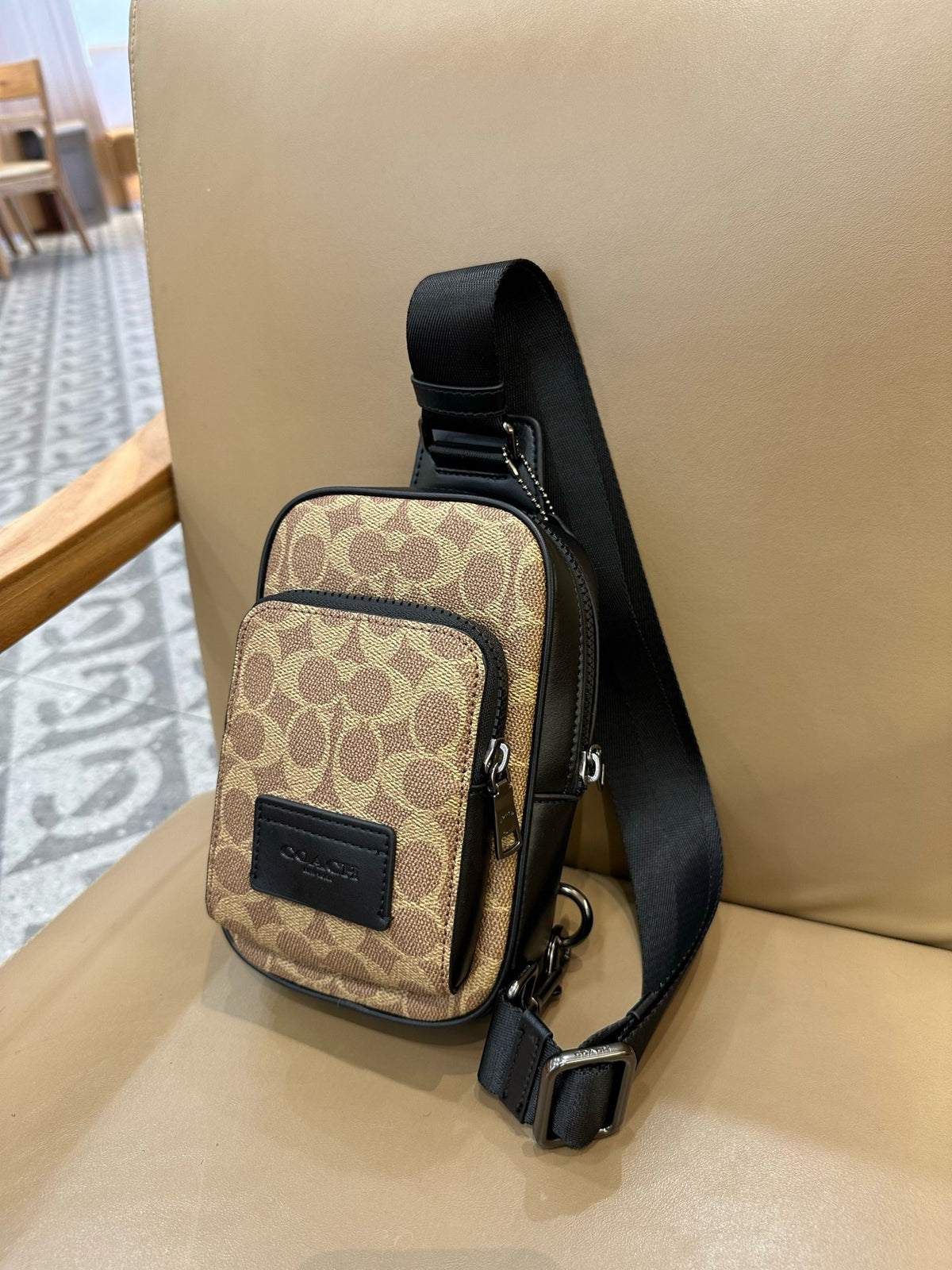 Signature Monogram Leather Sling Crossbody Bag
