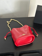Women's Faye Leather Mini Drawstring Bucket Crossbody Bag