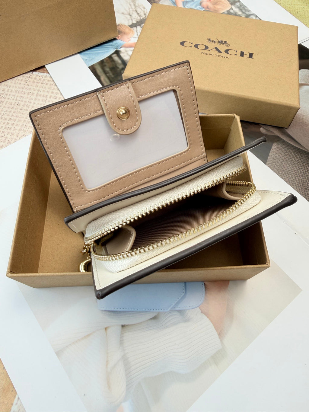 Monogram Cat Print Compact Wallet & Card Holder