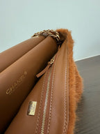 Women’s Faux Fur Maxi Flap Shoulder Bag – Elegant Plush Handbag