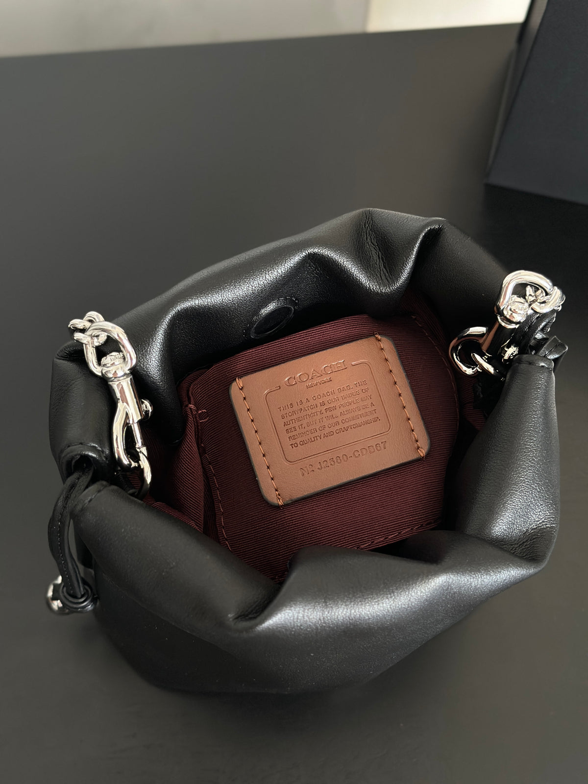 Women's Faye Leather Mini Drawstring Bucket Crossbody Bag