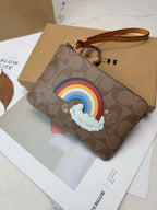 Rainbow Embroidered Monogram Wristlet Clutch – Zip Pouch