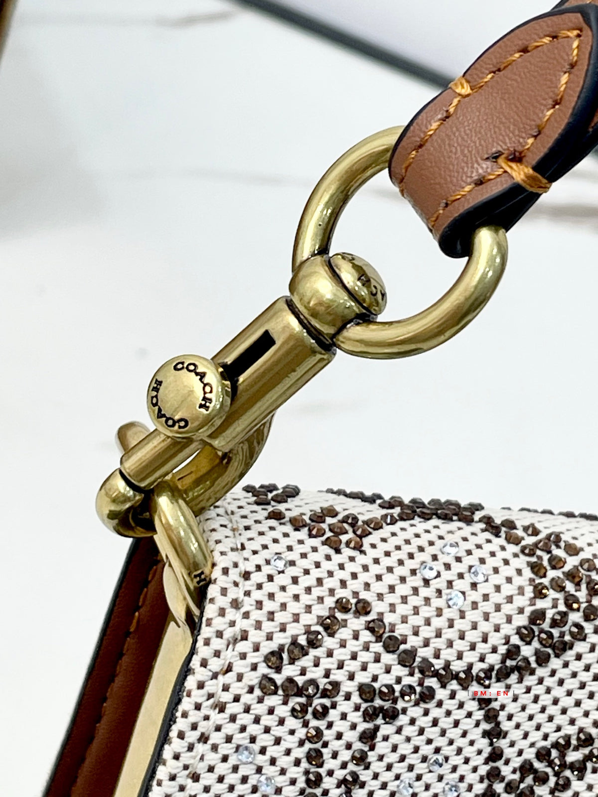 Crystal Embellished Monogram Flap Shoulder Bag