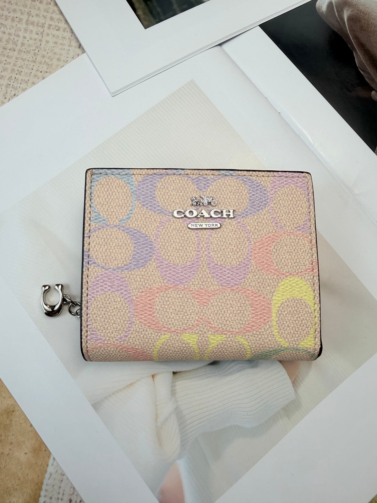 Monogram Cat Print Compact Wallet & Card Holder