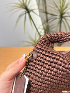 Woven Straw Slouchy Hobo Shoulder Bag
