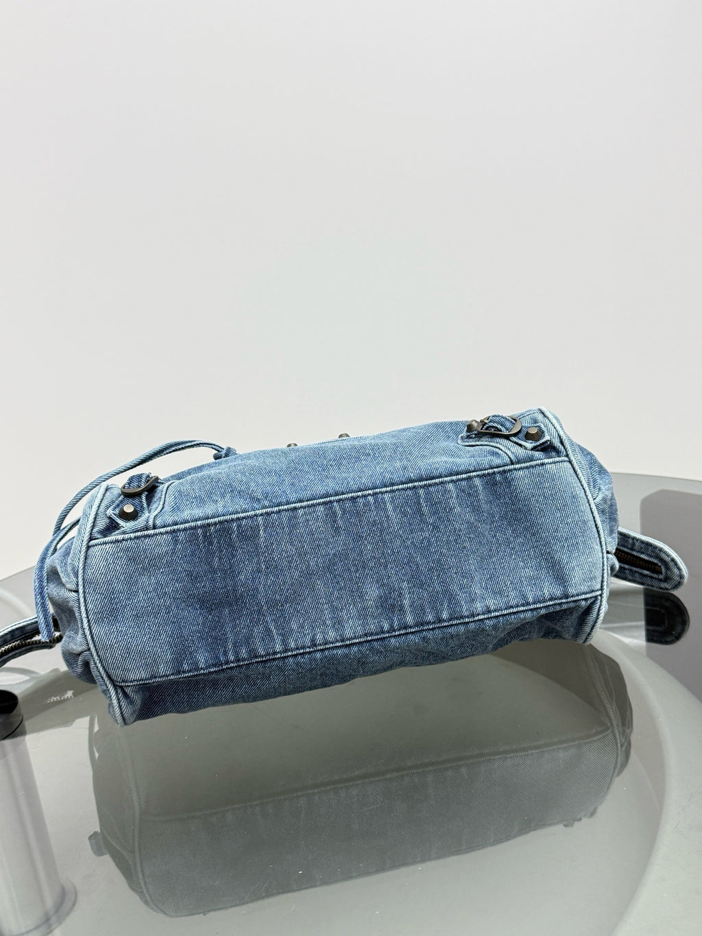 Vintage Washed Denim Baguette Bag – Fringe Shoulder Bag