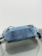 Vintage Washed Denim Baguette Bag – Fringe Shoulder Bag