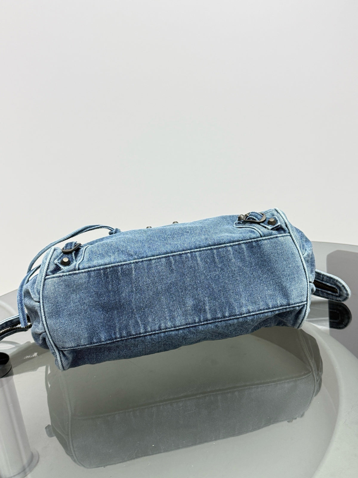 Vintage Washed Denim Baguette Bag – Fringe Shoulder Bag