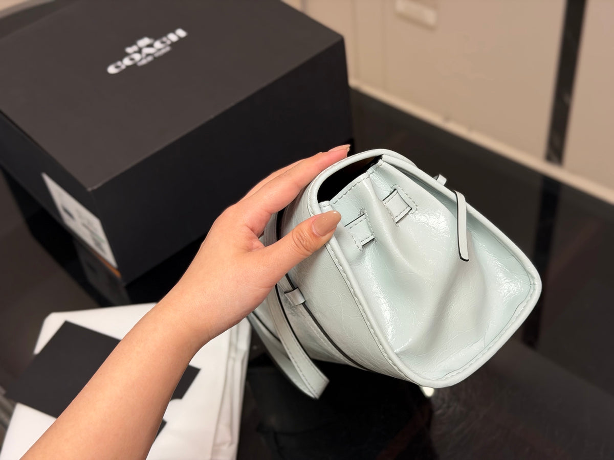 Smooth Leather Barrel Shoulder Bag