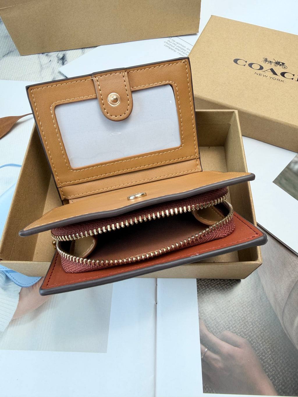 Monogram Cat Print Compact Wallet & Card Holder