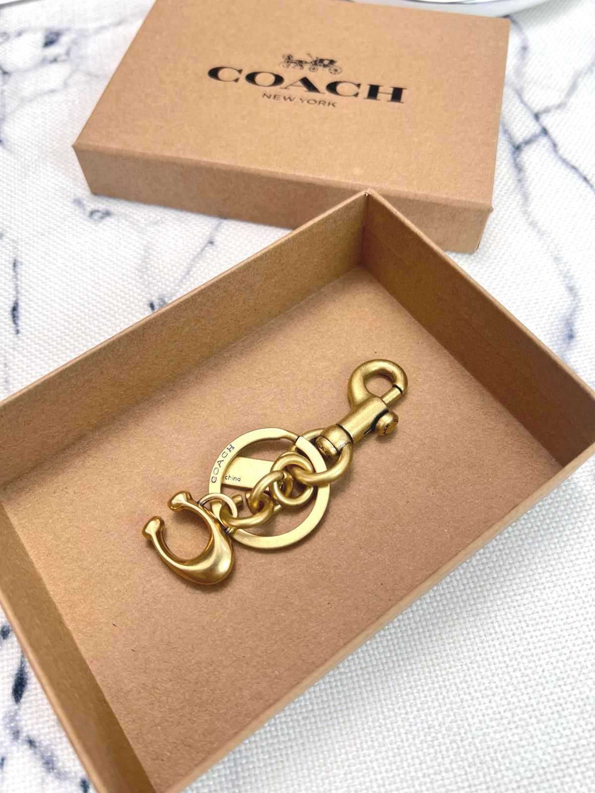 Gold-Tone Signature Letter Bag Charm Keychain