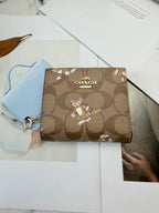 Monogram Cat Print Compact Wallet & Card Holder