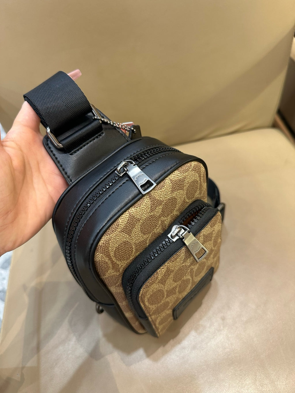 Signature Monogram Leather Sling Crossbody Bag