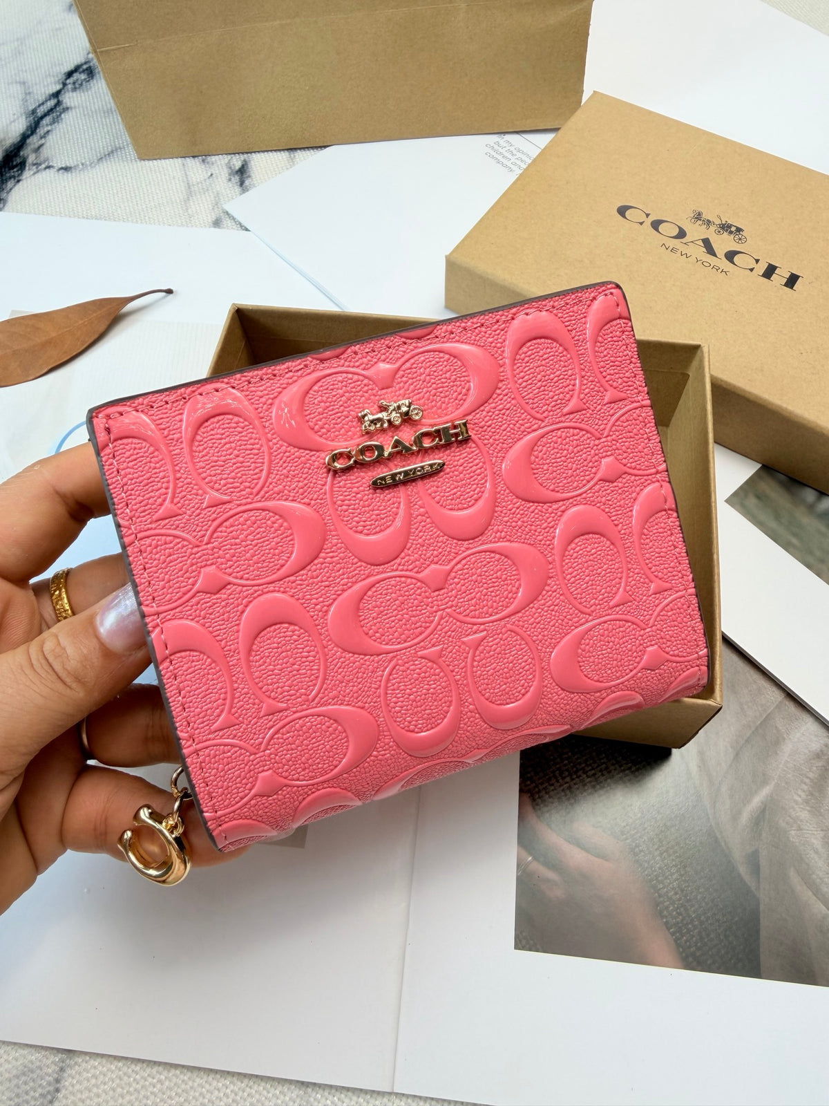 Monogram Cat Print Compact Wallet & Card Holder