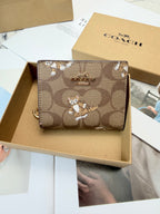 Monogram Cat Print Compact Wallet & Card Holder