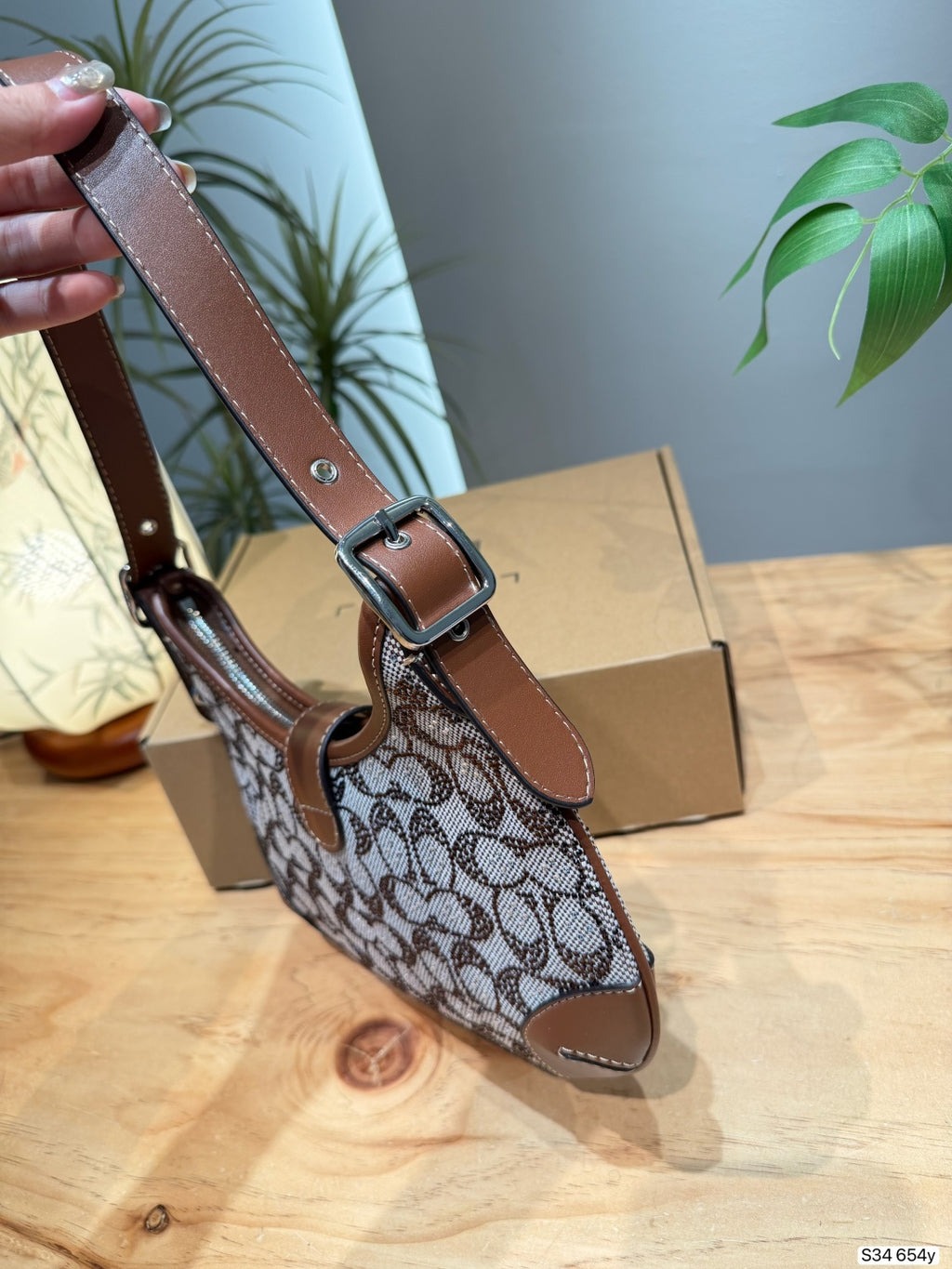 Monogram Jacquard Crescent Shoulder Bag – Lightweight Underarm Bag