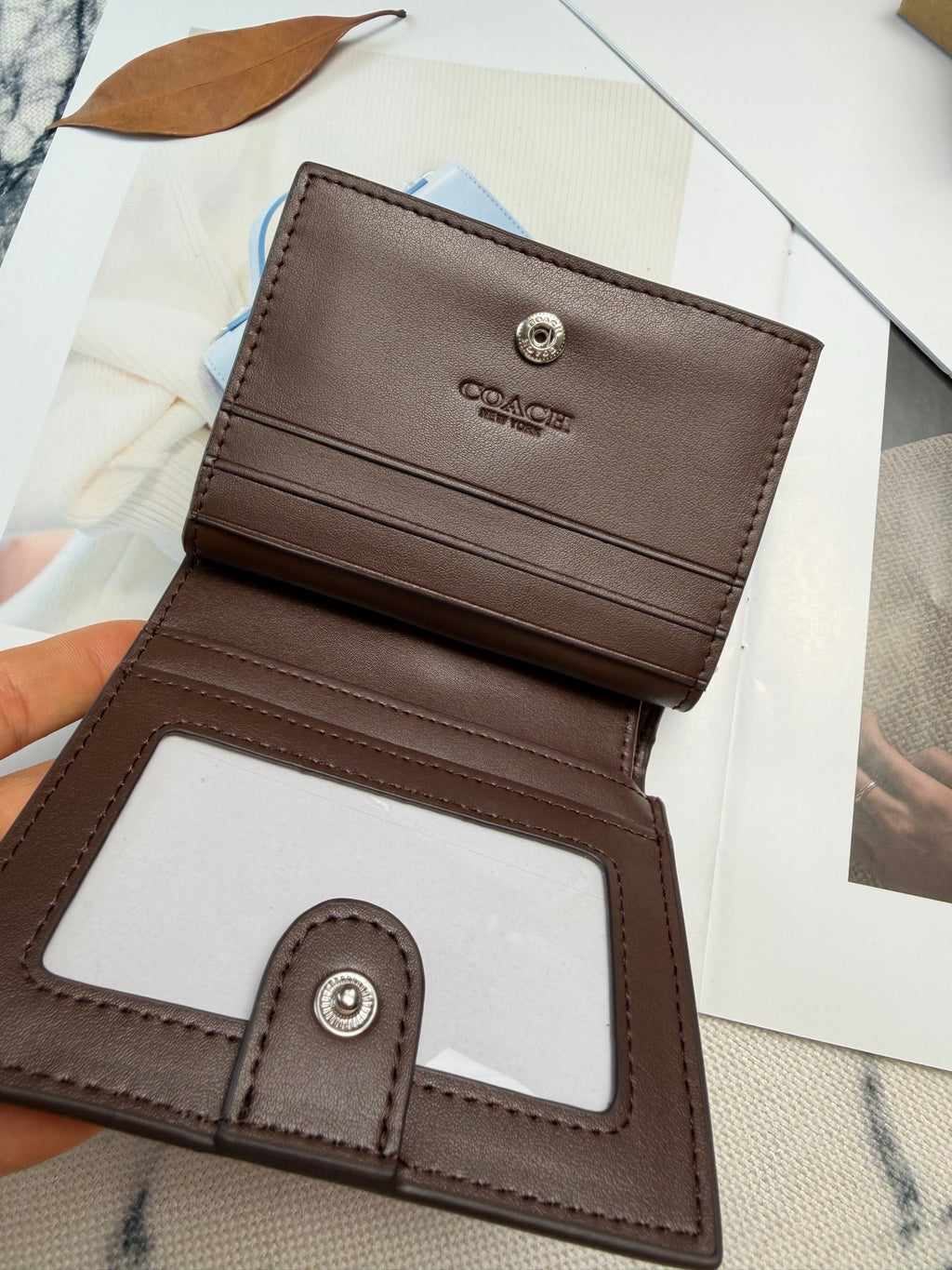 Monogram Cat Print Compact Wallet & Card Holder