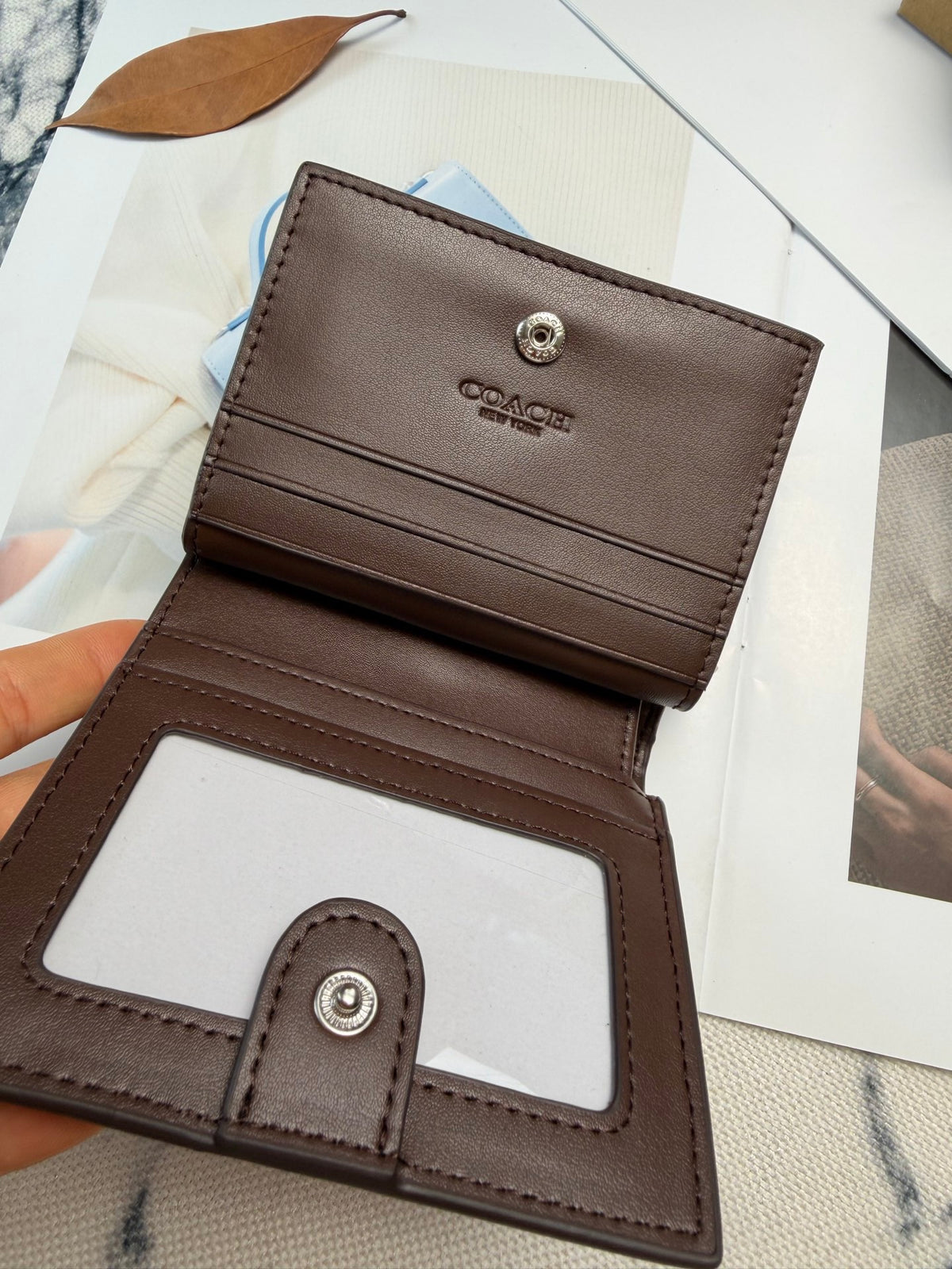 Monogram Cat Print Compact Wallet & Card Holder