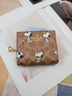 Monogram Cat Print Compact Wallet & Card Holder