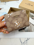 Monogram Cat Print Compact Wallet & Card Holder