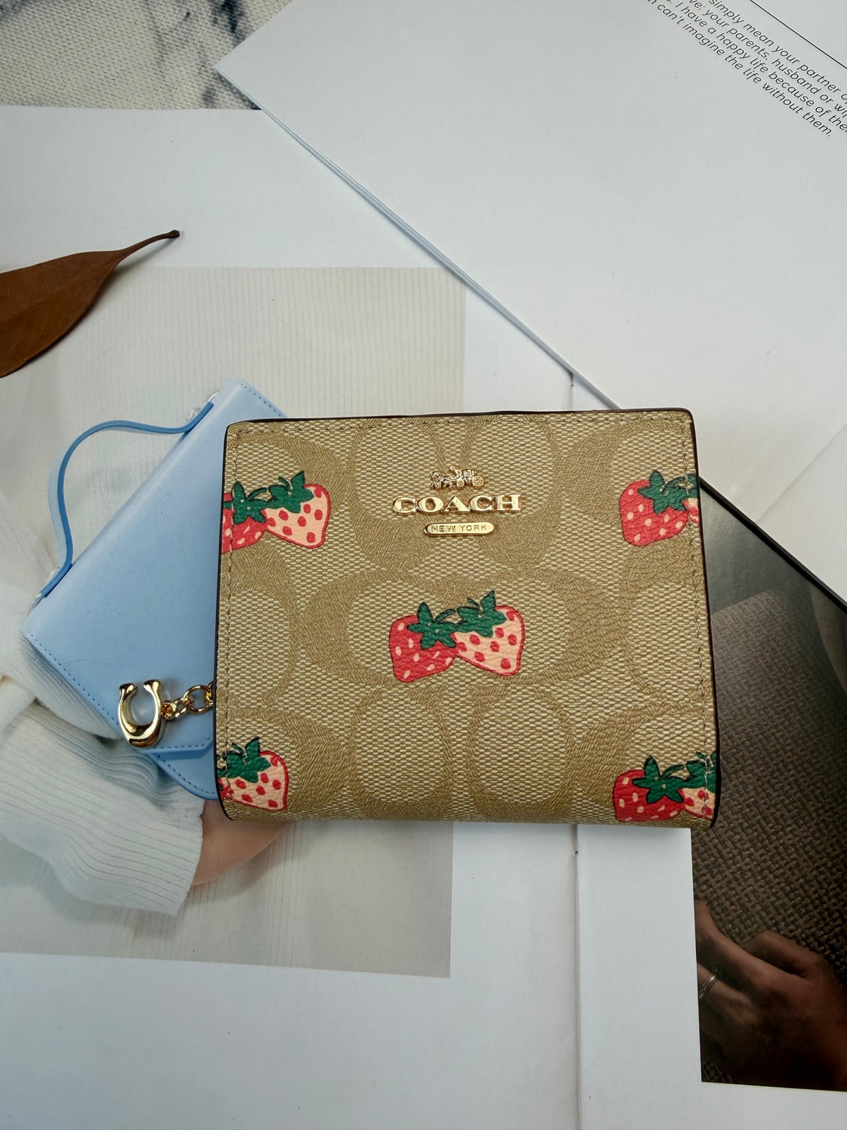 Monogram Cat Print Compact Wallet & Card Holder