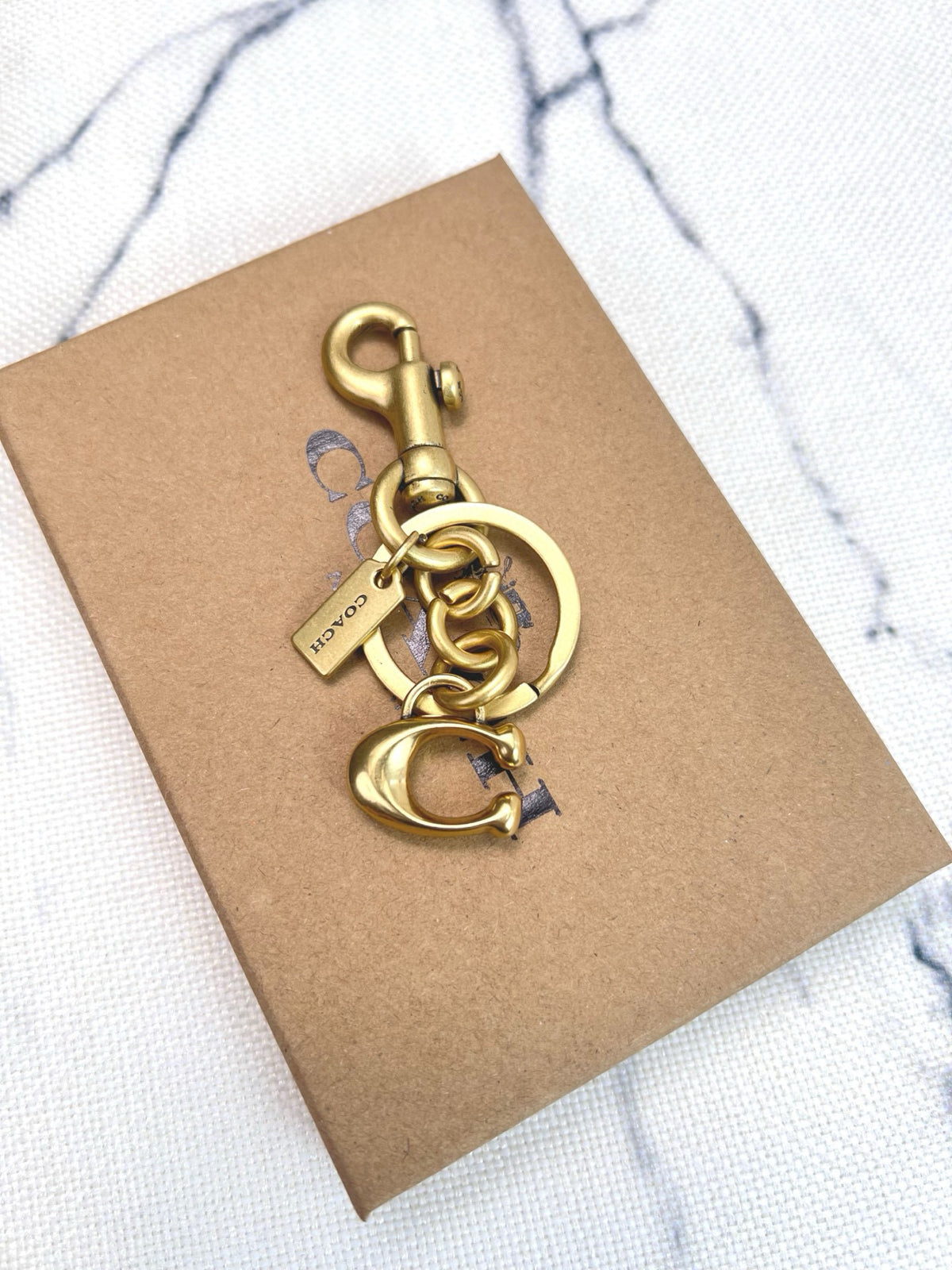 Gold-Tone Signature Letter Bag Charm Keychain
