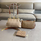 3-Piece Monogram Canvas Kiss-Lock Bag Set
