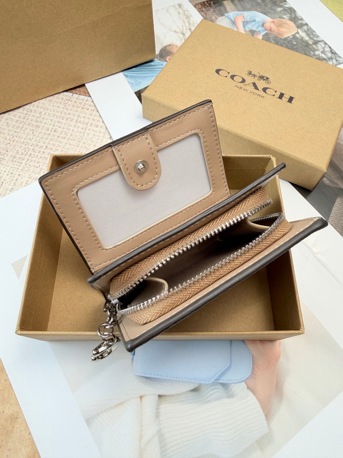 Monogram Cat Print Compact Wallet & Card Holder